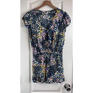 LOFT Women's Multicolor Floral Romper Faux Wrap Viscose Size XS